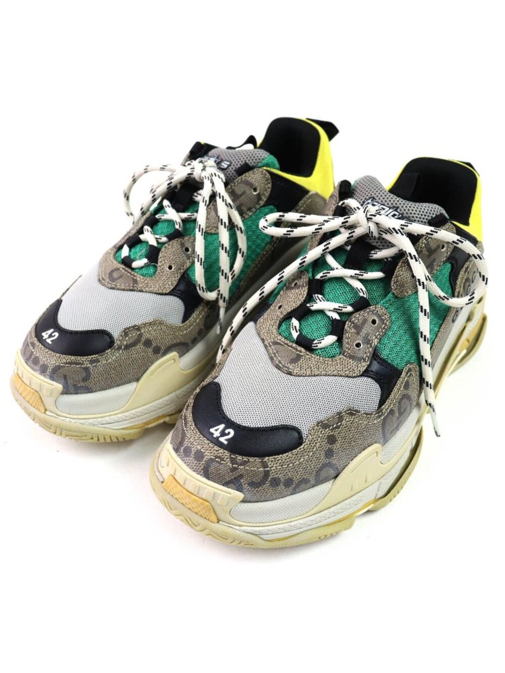 Gucci x Balenciaga the Hacker Project Triple S Sneakers Beige Green Yellow